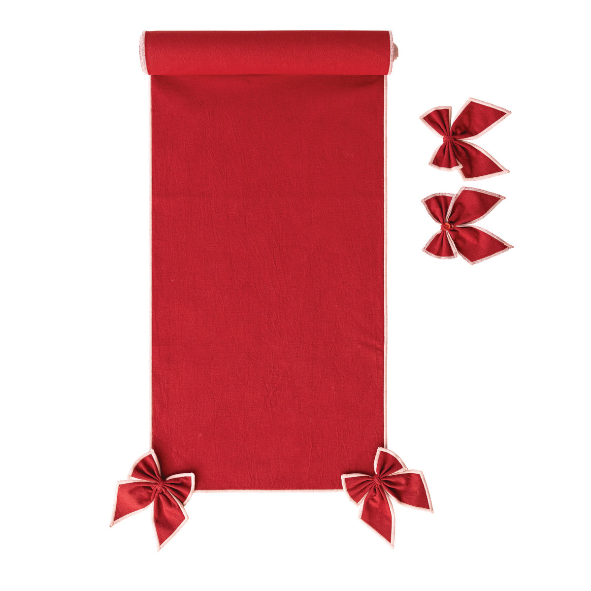 Red Holiday Table Runner with Bows