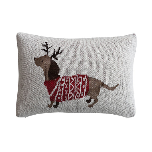 Reindeer Dachshund Lumbar Pillow
