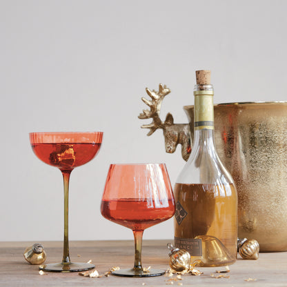 Vintage-Inspired Stemmed Wine Glass, 14 oz