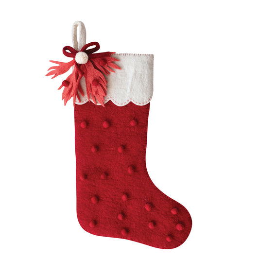 Wool Felt Stocking with Scalloped Cuff, 18"