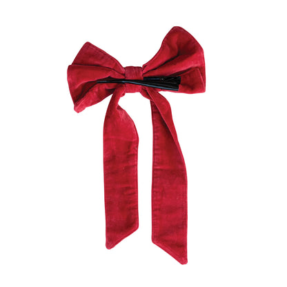 Red Velvet Clip-On Bow