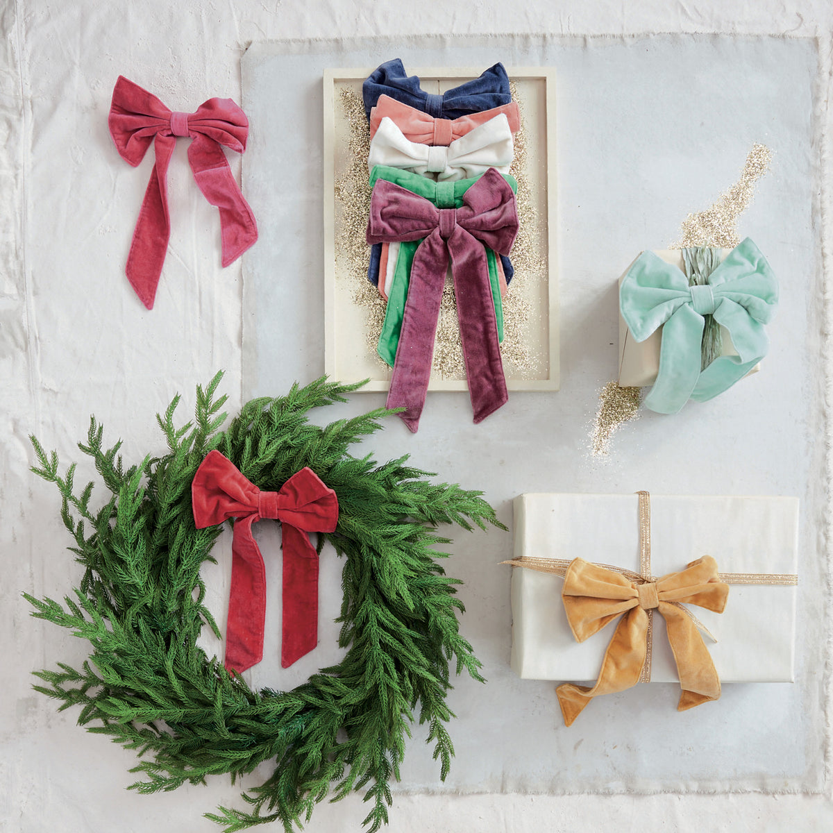 Red Velvet Clip-On Bow