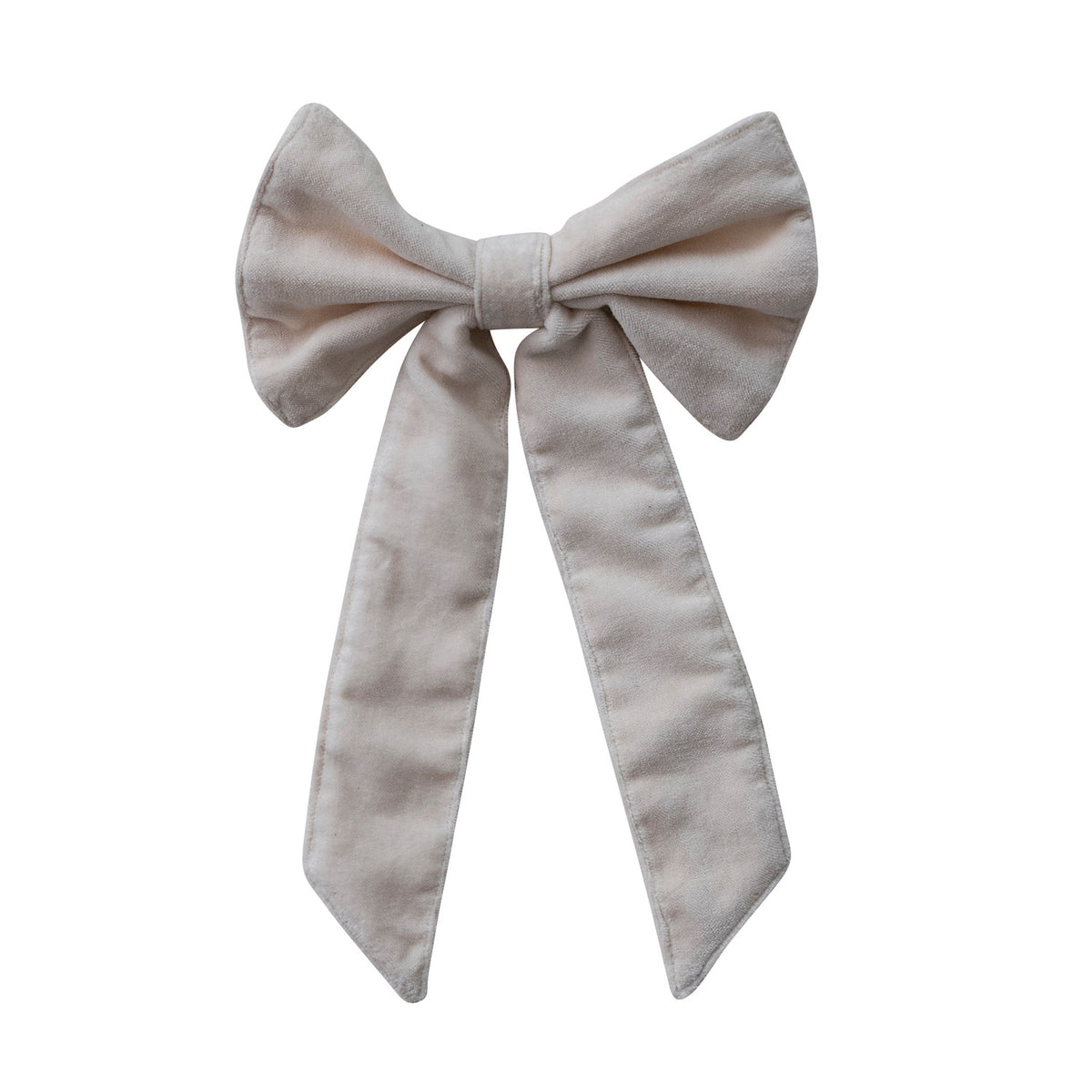 Cream Velvet Clip-On Bow