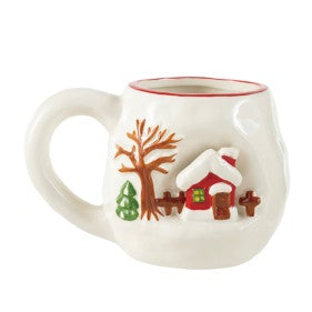 14 oz. Hand-Painted Stoneware Mug with 3D Scene, 5 Styles