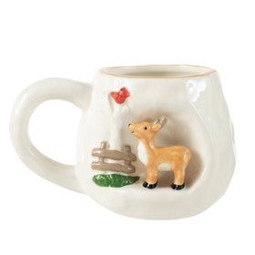 14 oz. Hand-Painted Stoneware Mug with 3D Scene, 5 Styles