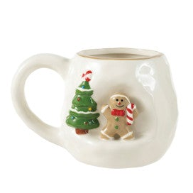 14 oz. Hand-Painted Stoneware Mug with 3D Scene, 5 Styles
