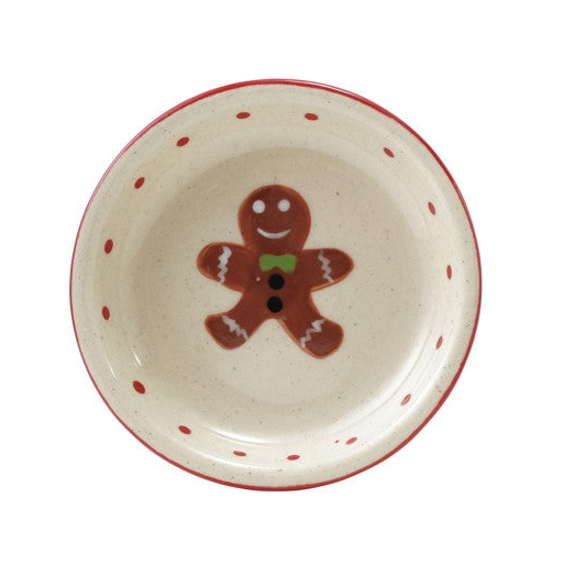 Hand-Painted Stoneware Dish with Holiday Icon & Colored Rim, 2 Styles