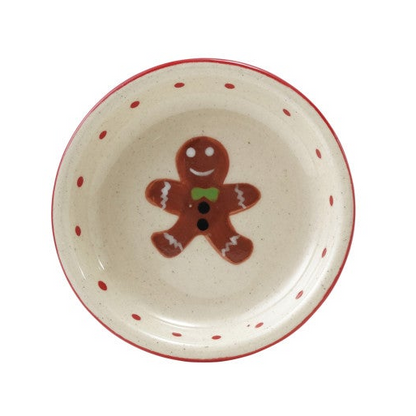 Hand-Painted Stoneware Dish with Holiday Icon & Colored Rim, 2 Styles