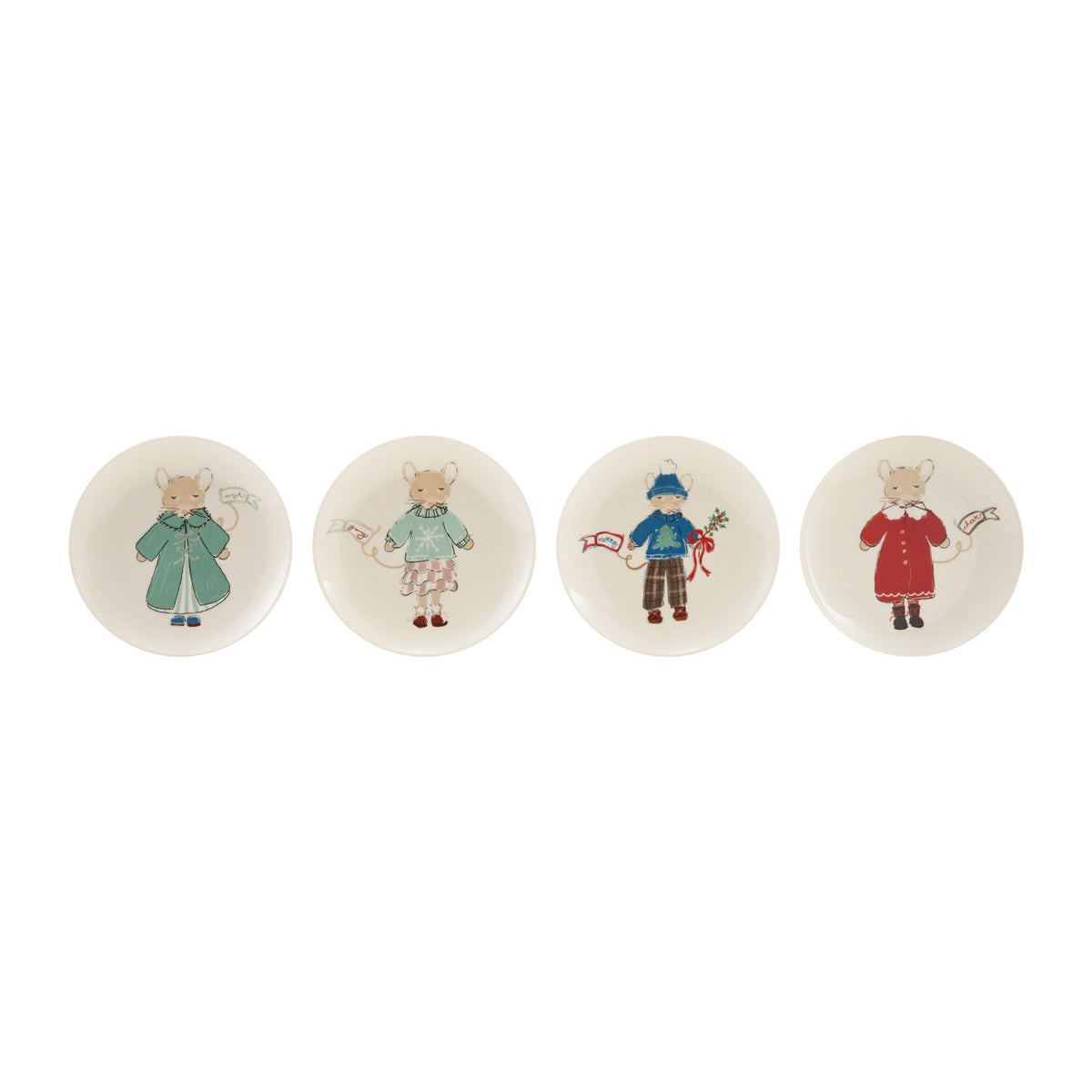 Holiday Cheer Mice Stoneware Plates, 4 Styles
