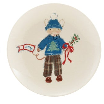 Holiday Cheer Mice Stoneware Plates, 4 Styles