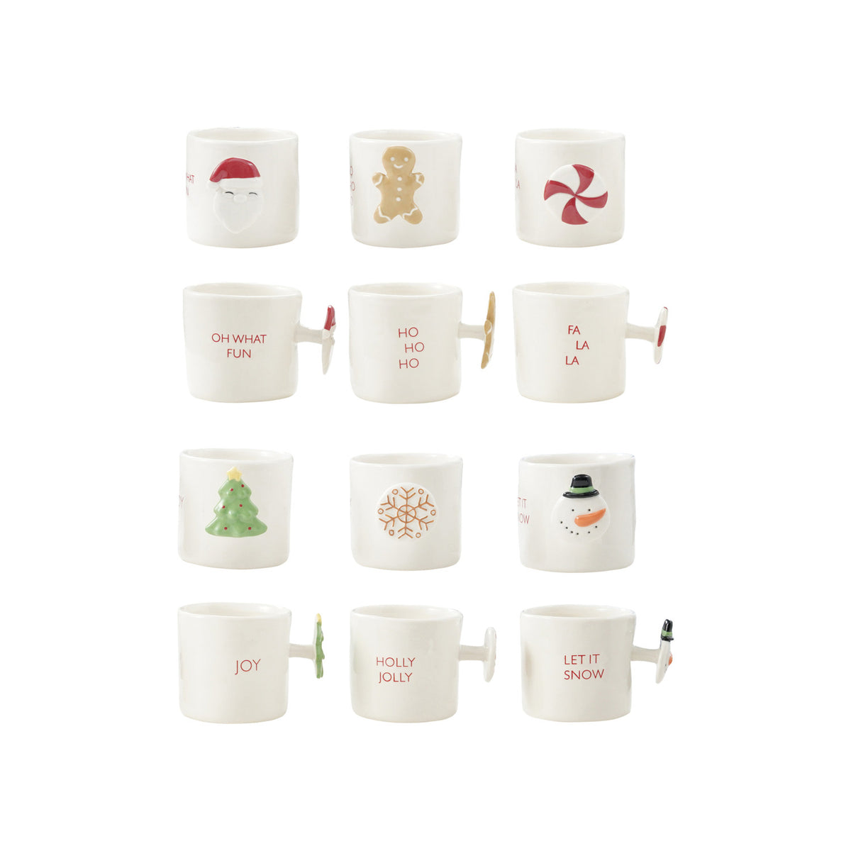 Festive Holiday 12 oz. Hand-Painted Stoneware Mug with Decorative Handle