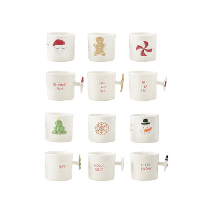 Festive Holiday 12 oz. Hand-Painted Stoneware Mug with Decorative Handle