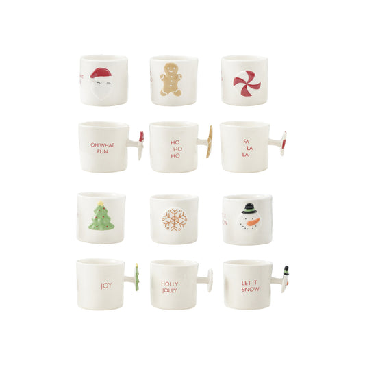 Festive Holiday 12 oz. Hand-Painted Stoneware Mug with Decorative Handle