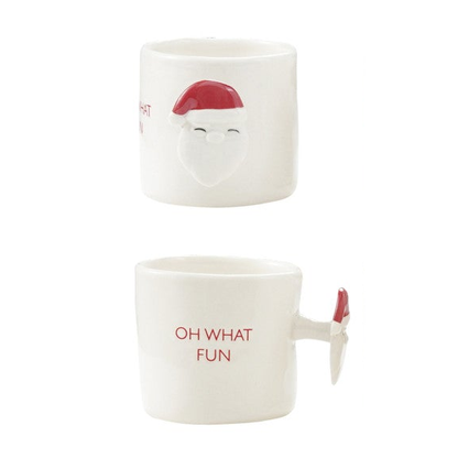 Festive Holiday 12 oz. Hand-Painted Stoneware Mug with Decorative Handle