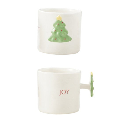 Festive Holiday 12 oz. Hand-Painted Stoneware Mug with Decorative Handle