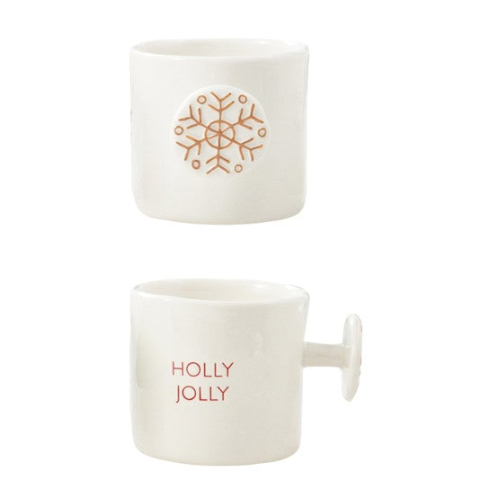Festive Holiday 12 oz. Hand-Painted Stoneware Mug with Decorative Handle