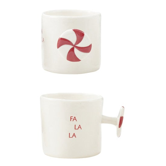 Festive Holiday 12 oz. Hand-Painted Stoneware Mug with Decorative Handle
