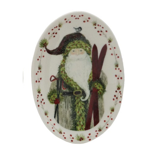 Stoneware Plate with Santa & Berries Border, 4 Styles ©