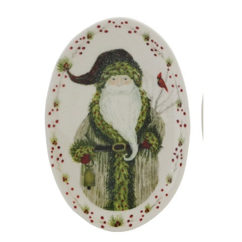Stoneware Plate with Santa & Berries Border, 4 Styles ©