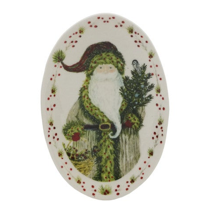 Stoneware Plate with Santa & Berries Border, 4 Styles ©