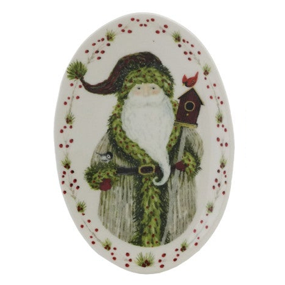 Stoneware Plate with Santa & Berries Border, 4 Styles ©