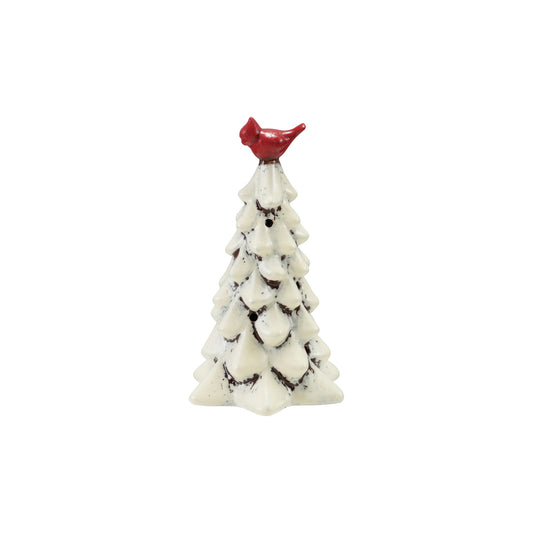 Hand-Painted Cardinal Perched On A Ceramic Tree with LED Light (Batteries Included) (Each One Will Vary)