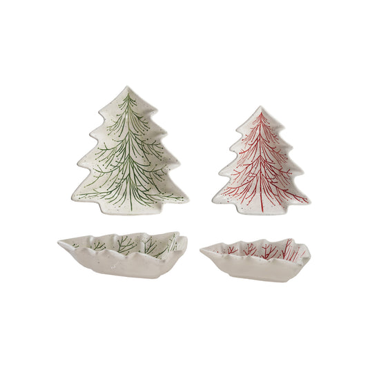 Hand-Painted Ceramic Tree Shaped Dishes, Two Styles