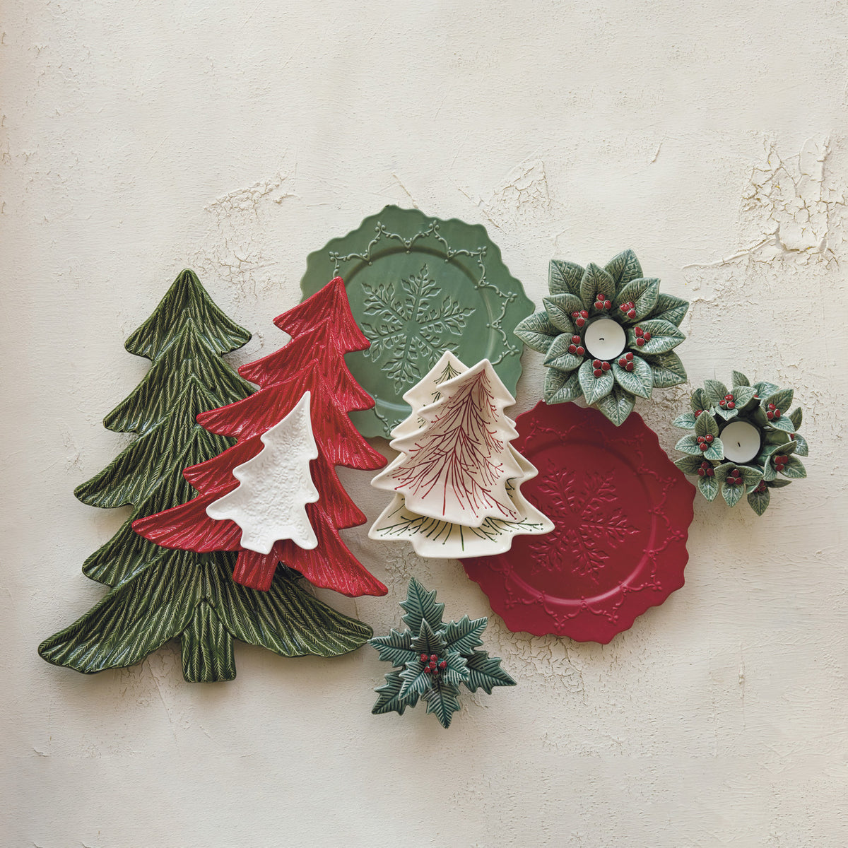Hand-Painted Ceramic Tree Shaped Dishes, Two Styles