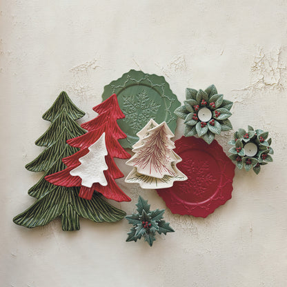 Hand-Painted Ceramic Tree Shaped Dishes, Two Styles