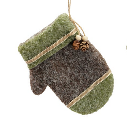 Felt Gloves Ornament with Pinecone, 3 Styles