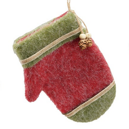 Felt Gloves Ornament with Pinecone, 3 Styles