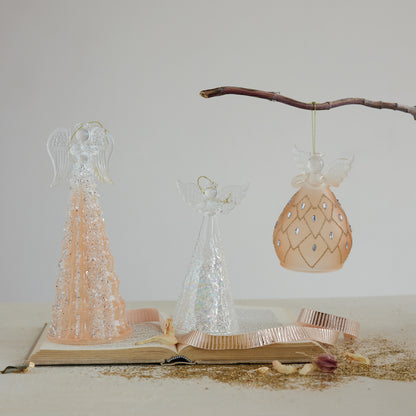 Glass Angel Ornament (Hangs or Sits)