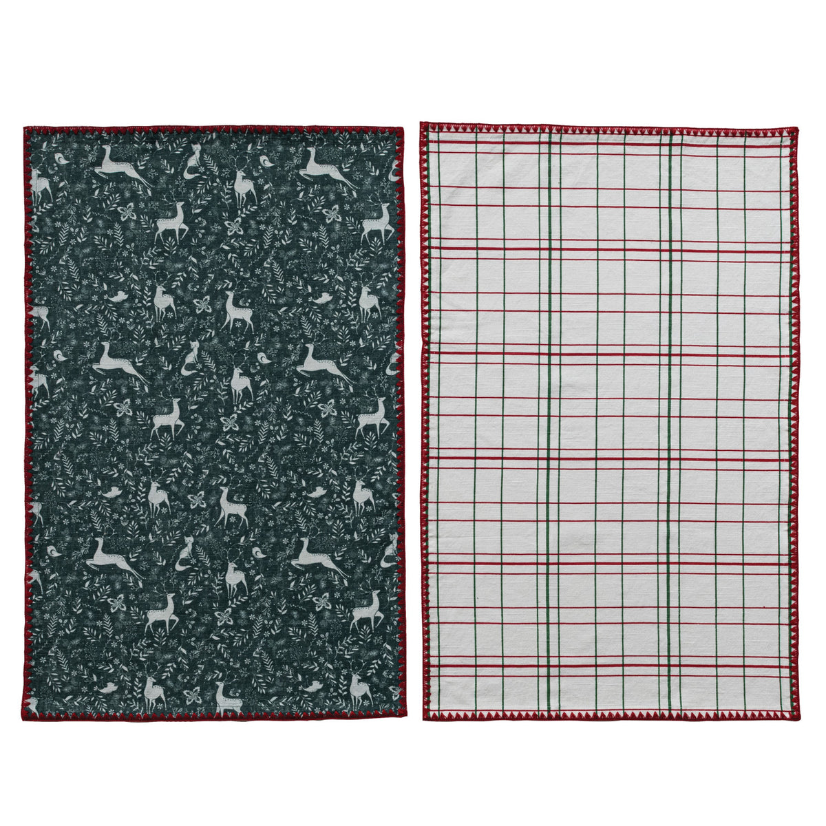 Tea Towels & Tree Shaped Cheese/Serving Board, Set of 3 Tied with Cotton Tape