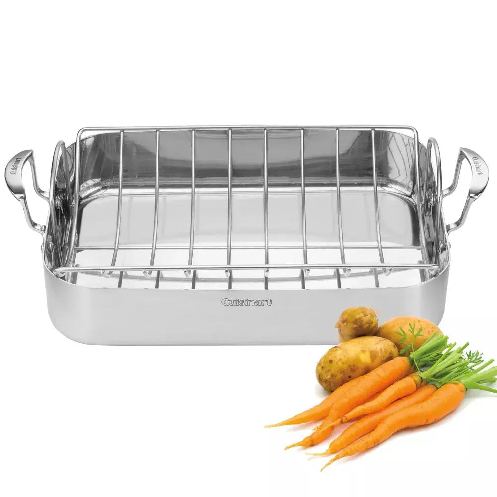 Cuisinart MultiClad Pro 16" Tri-Ply Stainless Steel Roasting Pan & Stainless Rack - MCP117-16BR Cuisinart