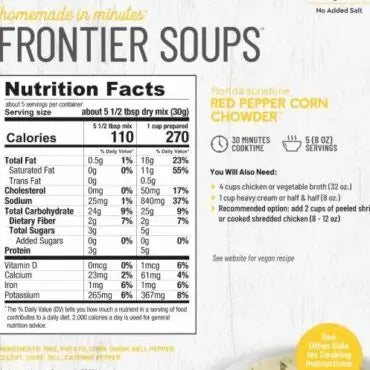 Frontier Soup Florida Sunshine Red Pepper Corn Chowder FRONTIER SOUPS