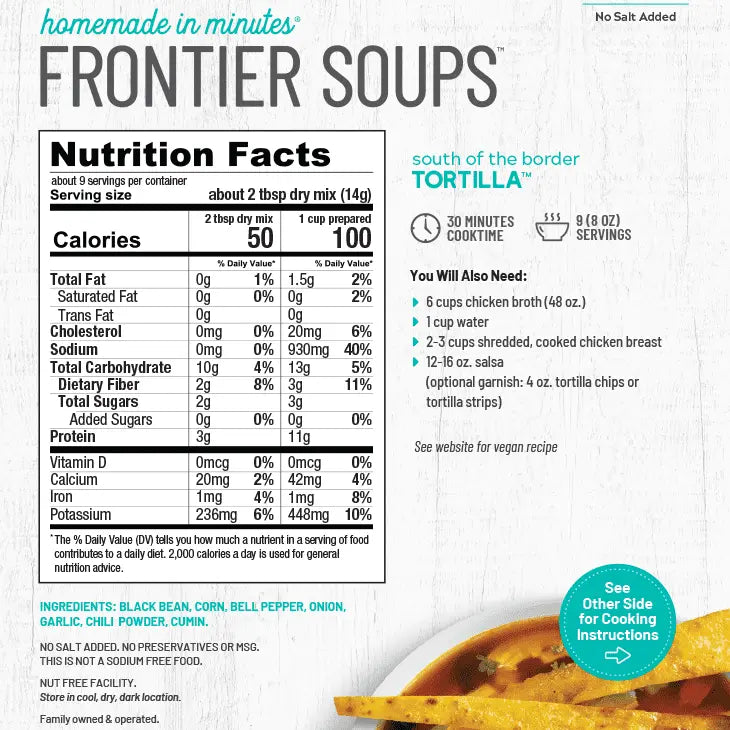 Frontier Soup South of the Border Tortilla Soup FRONTIER SOUPS