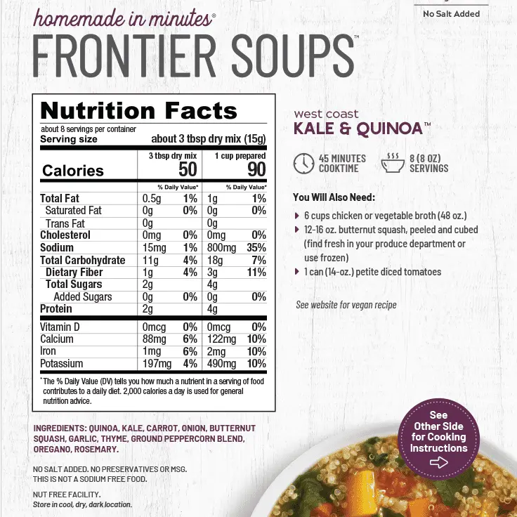 Frontier Soup West Coast Kale & Quinoa FRONTIER SOUPS