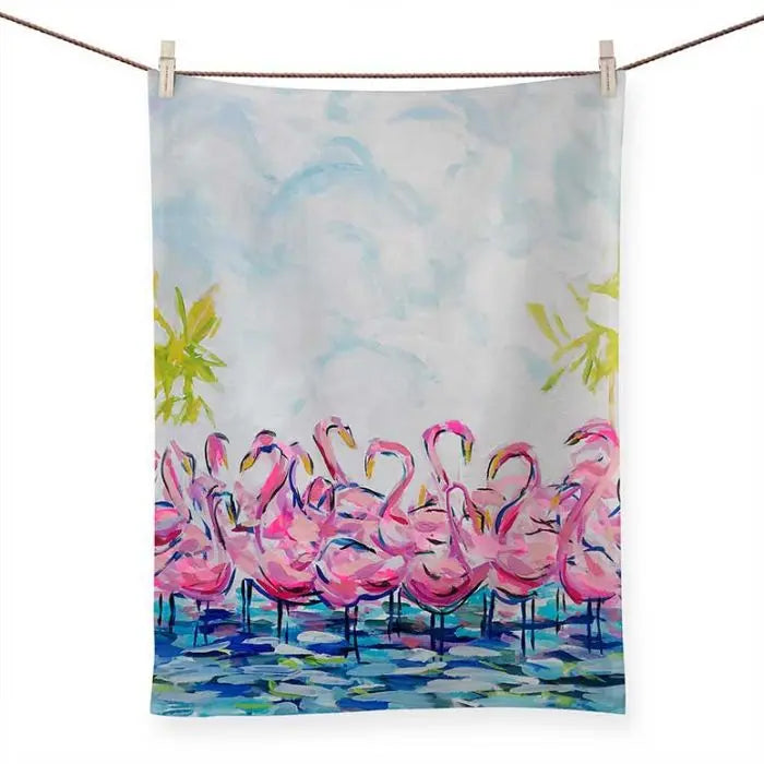 GreenBox Art Flamingo Flock Tea Towel GREENBOX ART