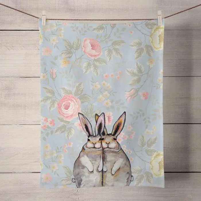 Greenbox Art Bunny Friends - Floral Tea Towel GREENBOX ART