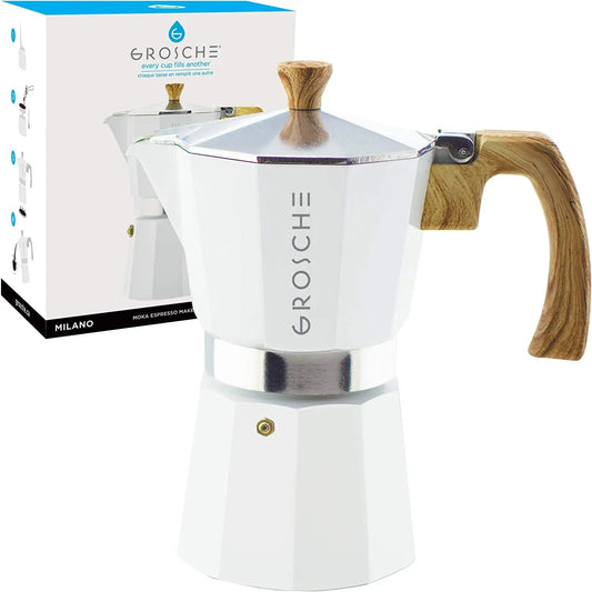 Grosche Milano Stovetop Espresso Maker 6-Cup, White GROSCHE