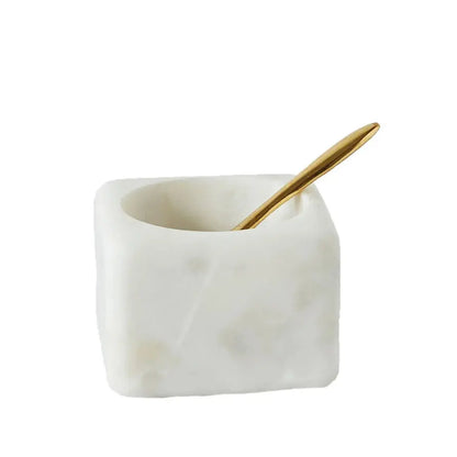 Marble Bowl with Brass Spoon, Set of 2 CREATIVE CO-OP