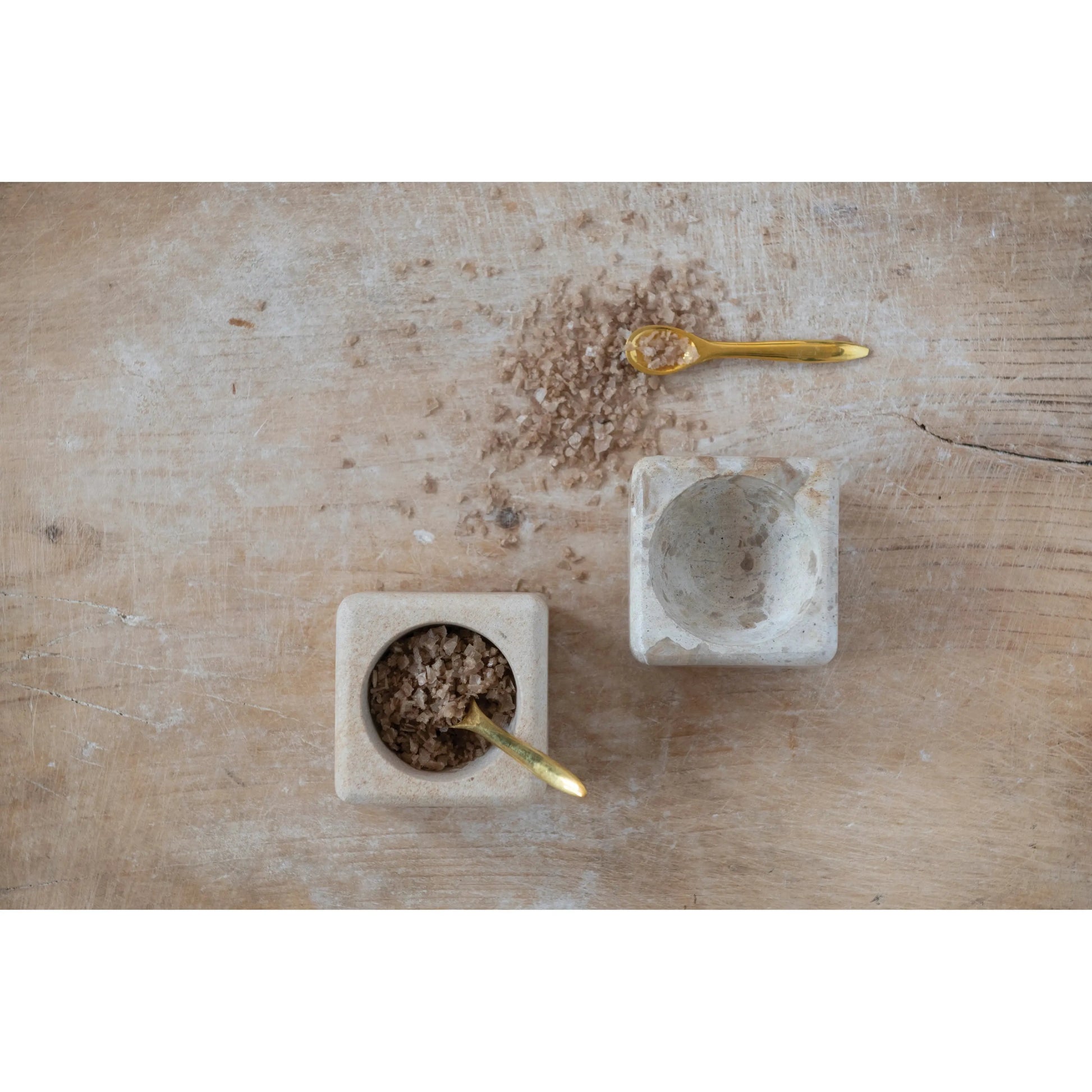 Marble/Sandstone Pinch Pot with Brass Spoon, Sold Separately CREATIVE CO-OP