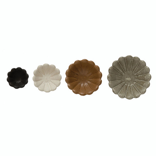 Stoneware Flower Bowls - Set of 4 CREATIVE CO-OP