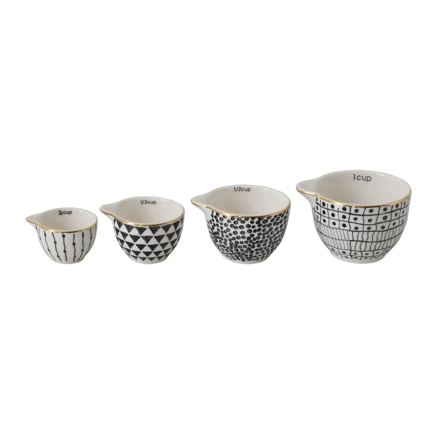 Stoneware Measuring Cups with Pattern, Set of 4 CREATIVE CO-OP