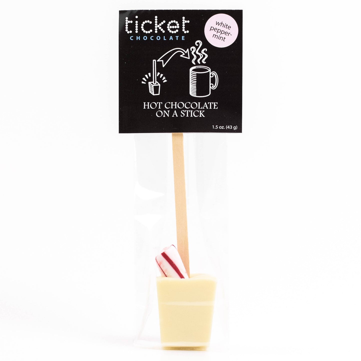 Hot Chocolate on a Stick, Single: Peppermint + White Chocolate